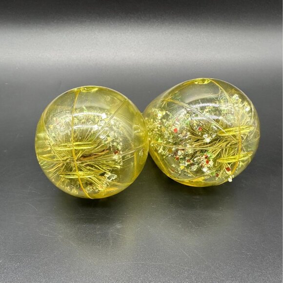 Vintage Christmas Ornaments Bottle Brush Tree Yellow Atomic Plastic Jewelbrite - Picture 3 of 6